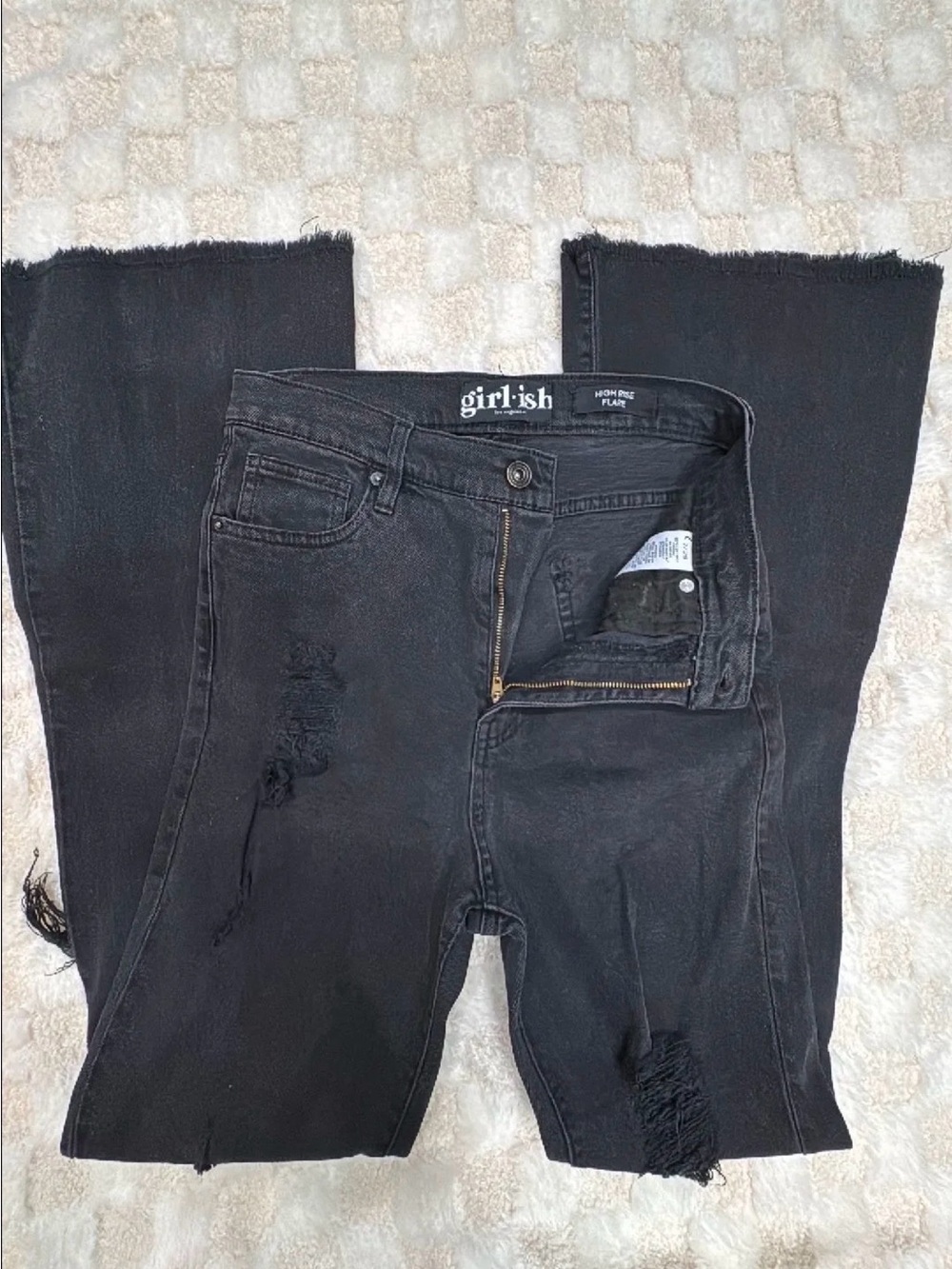 Girlish Black Wash High Rise Flare